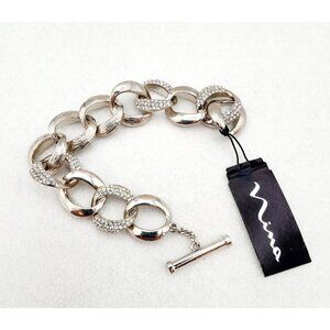 Nina Pave Curb chain link rhinestone bracelet 5 3/4"